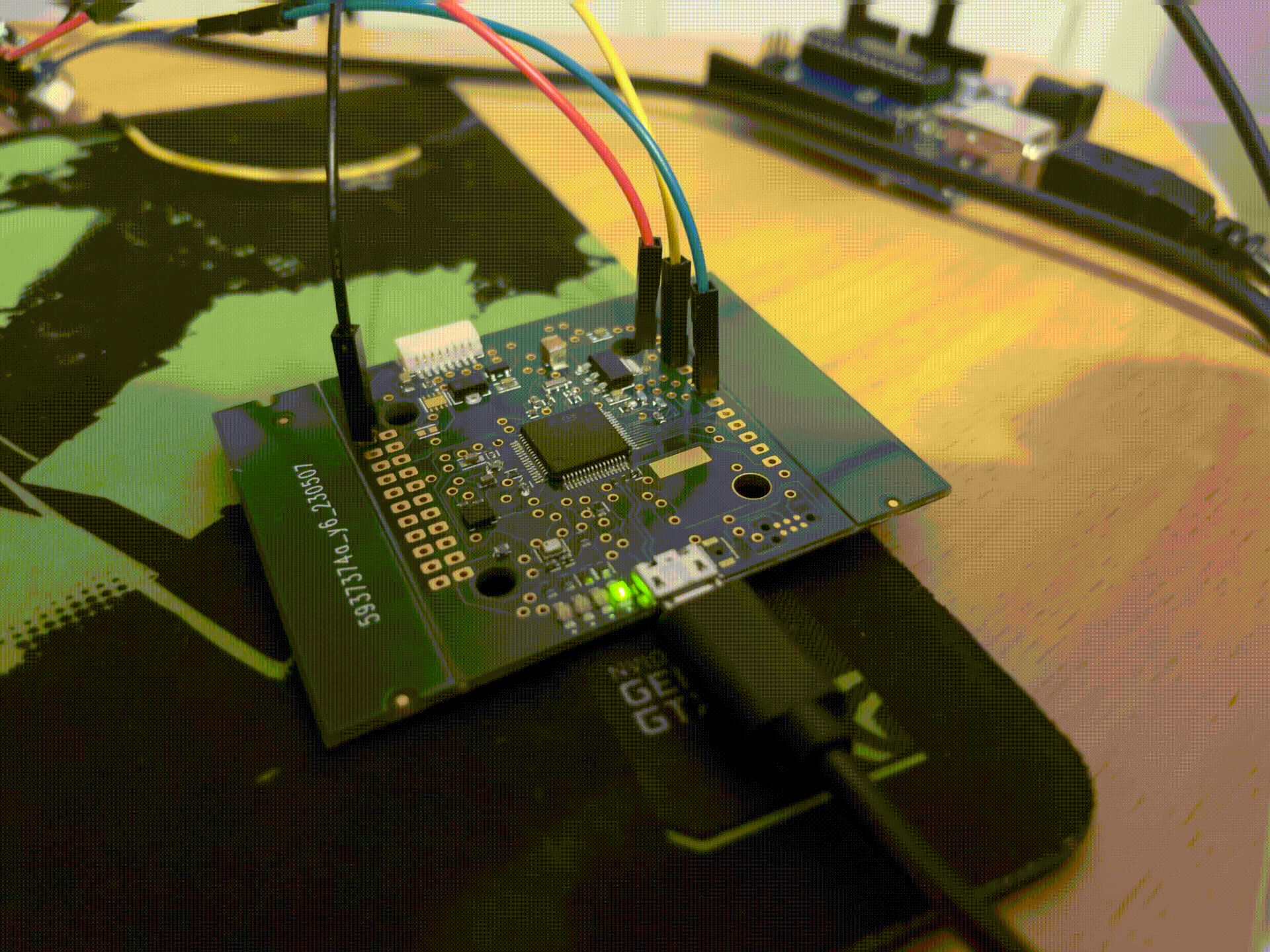 gif of flight controller powered up and running code
